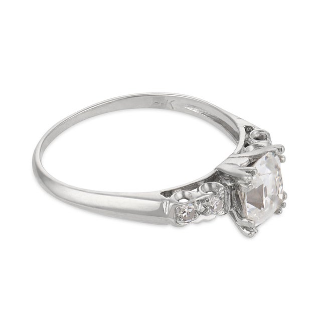 1940s Retro Gia 1.25 Carat Old Mine Cut Diamond 14k Gold Engagement Ring, Size 8.25 For Sale - Image 4 of 8