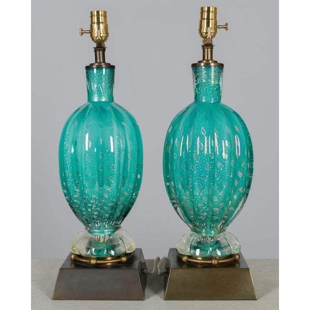Mid 20th Century Murano Glass Mid Century Lamps, a Pair For Sale - Image 5 of 10