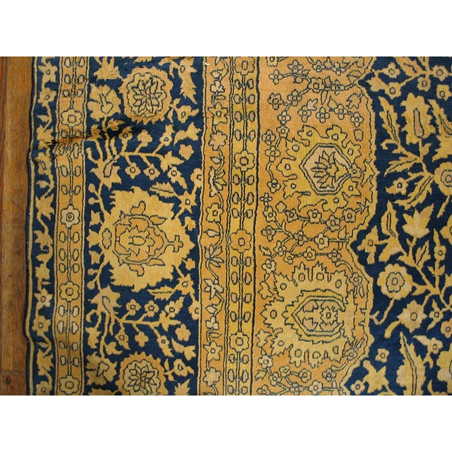 Early 20th Century Traditional and Classic Floral Navy Background Color Antique Indian Lahore Rug For Sale - Image 5 of 6