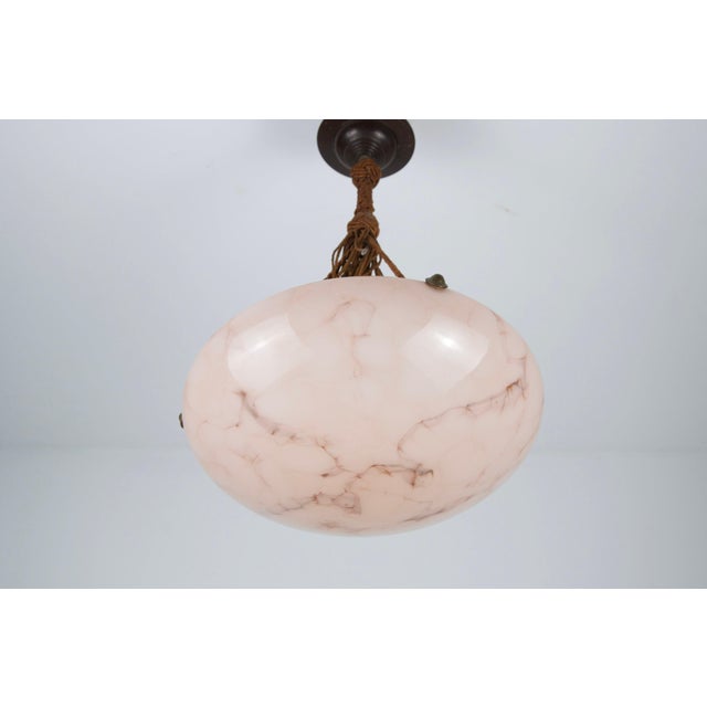 Round Art Deco Glass Pedant Lamp, 1930s, Germany For Sale - Image 3 of 11