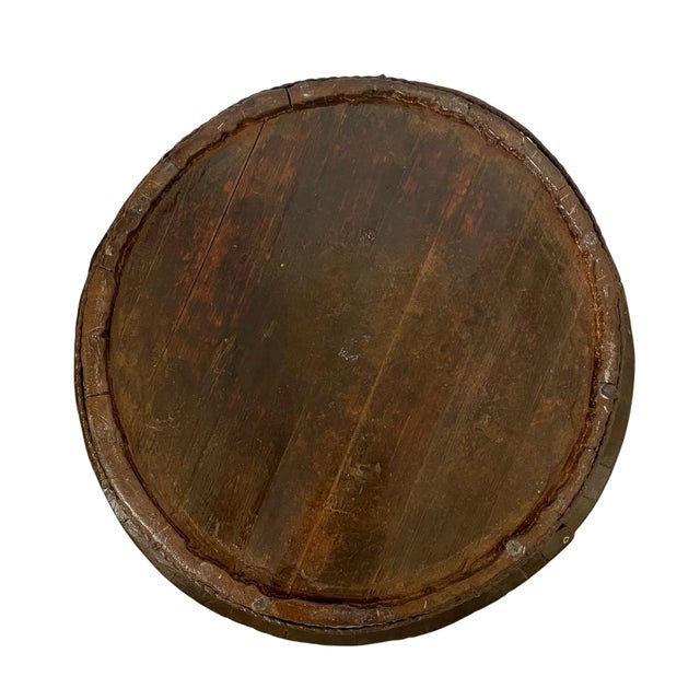 Early 20th Century Antique Chinese Wood Grain Bowl With Metal Banding 19.5” For Sale - Image 5 of 6