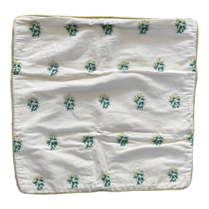 Embroidered Green Floral Pillow Covers