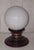 Vintage Pan Table Lamp with Brown Ceramic Base and Opaque White Glass Globe, 1970s, in Very Good conditions. Designed 1970...