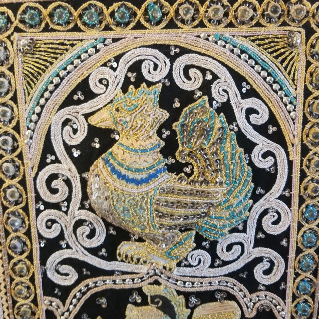 Indian 1960s Dimensional Burmese Kalaga Embroidery Panel, Framed For Sale - Image 3 of 7