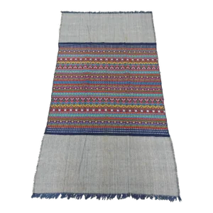 Vintage Blue & Red Woven Artisanal Textile From Guatemala