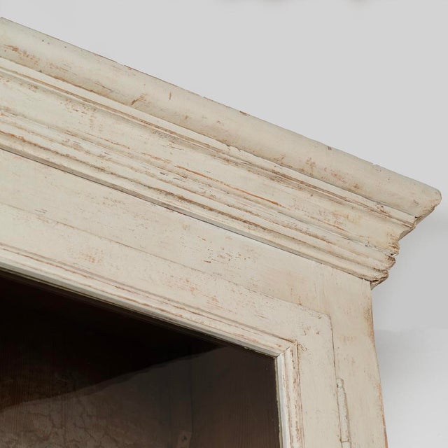 Antique Gray Painted Gustavian Tall Display Bookcase, Sweden