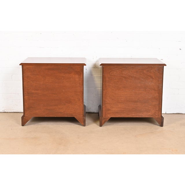 Drexel Chippendale Mahogany Four-Drawer Bedside Chests, Newly Refinished For Sale - Image 11 of 12