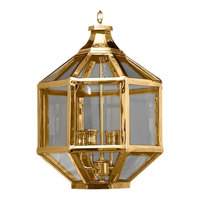 Hampton Lantern in Gold Finish For Sale
