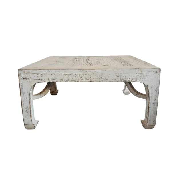 Antique White Vintage White Square Ming Farmhouse Coffee Table For Sale - Image 8 of 8