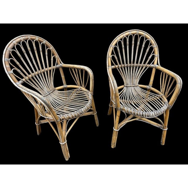 1960s Rattan Armchairs & Table, 1960s, Set of 3 For Sale - Image 5 of 18
