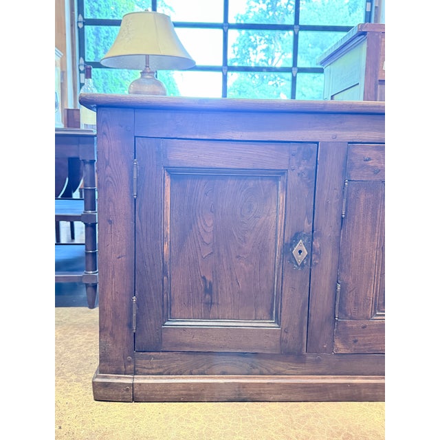 19th Century Primitive Oak Sideboard Cabinet With Drawers & Paneled Storage Doors For Sale In New York - Image 6 of 12