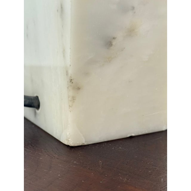 Mid-Century Modern Vintage Marble Table Lamp with Linen Shade, 1970s For Sale - Image 3 of 16