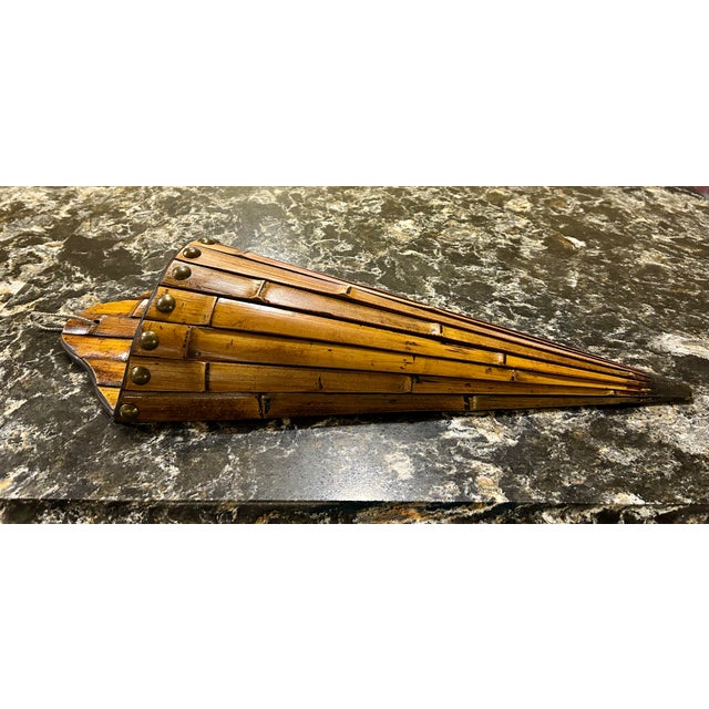 Boho Chic Large, Bamboo, Wall Pocket Planter, With Brass Studs, 1980’s For Sale - Image 3 of 10