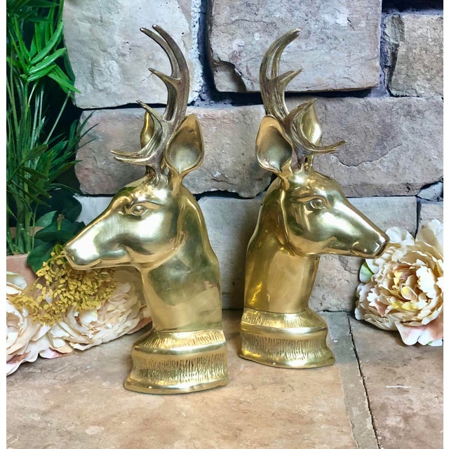 Vintage Brass Elk Decorative Crafts Inc. Deer Bookends a Pair Chairish