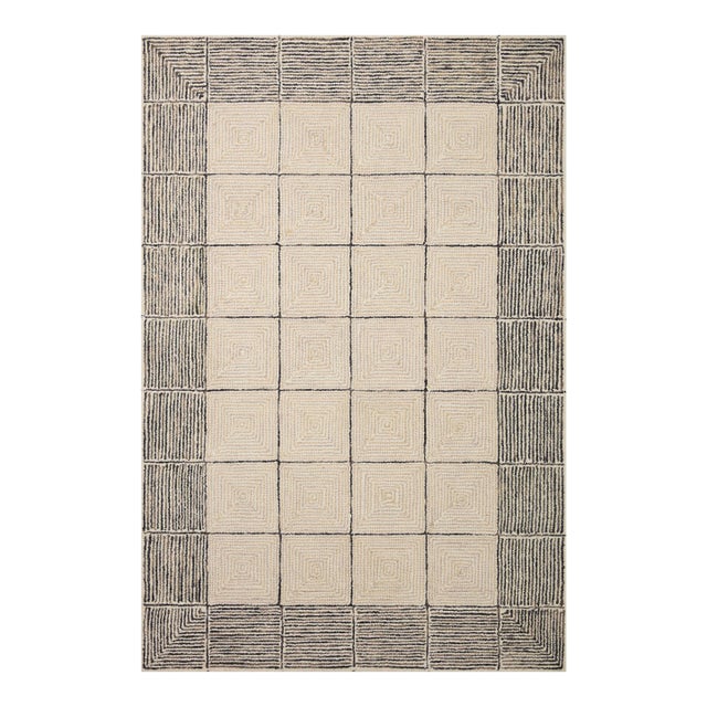 Chris Loves Julia x LoloiFrancis Cream / Black 5'-0" x 7'-6" Area Rug For Sale