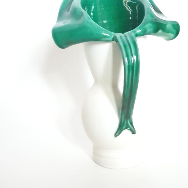 Cream Vintage French Pitcher Vase, 1950s For Sale - Image 8 of 11