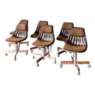 Mid 20th Century Fiberglass Desk Chairs by Clarin Corporation, 6 Pieces For Sale