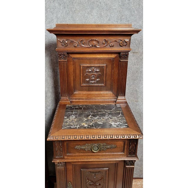 Renaissance-Style Bedside Tables in Carved Walnut, Set of 2 For Sale - Image 3 of 7