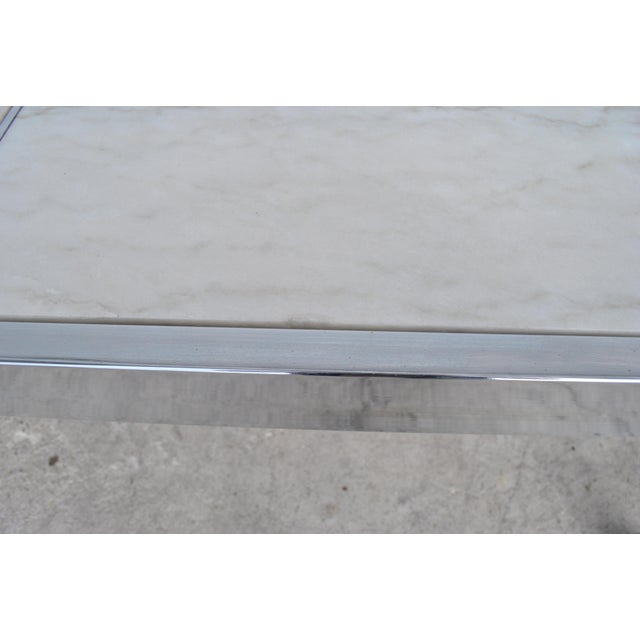 Milo Baughman Pace Style Chrome & Marble Console For Sale - Image 12 of 13