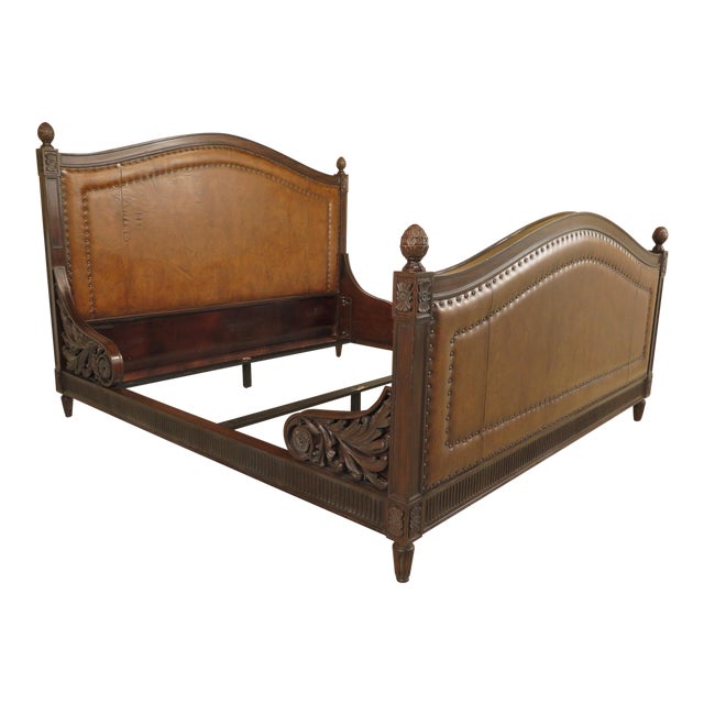 Ralph Lauren Mahogany & Leather King Size Bed Chairish
