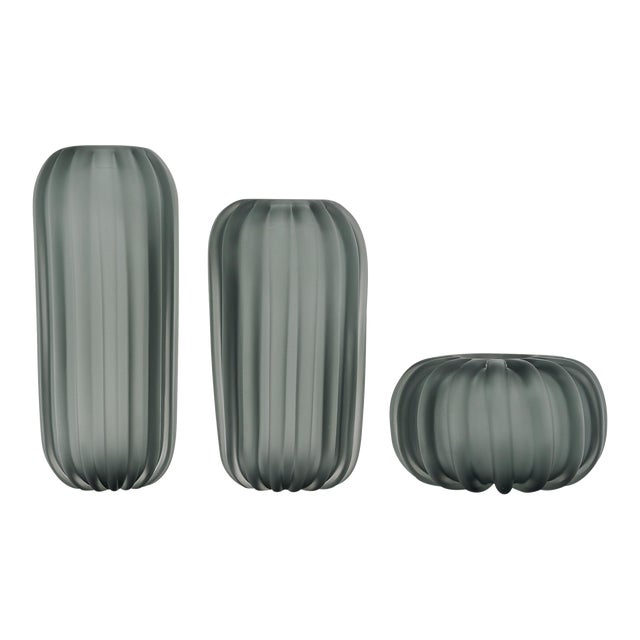 Murano Glass Gray Vase Trio For Sale