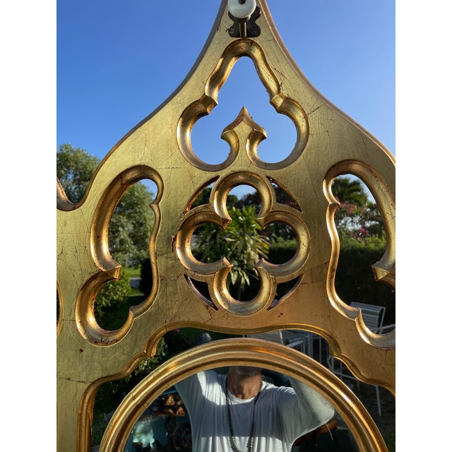 Wood Late 19th Century Restored Gothic Revival Holy Tree With Mirror, Faux Gold Leaf Finish & Original Marble For Sale - Image 7 of 17