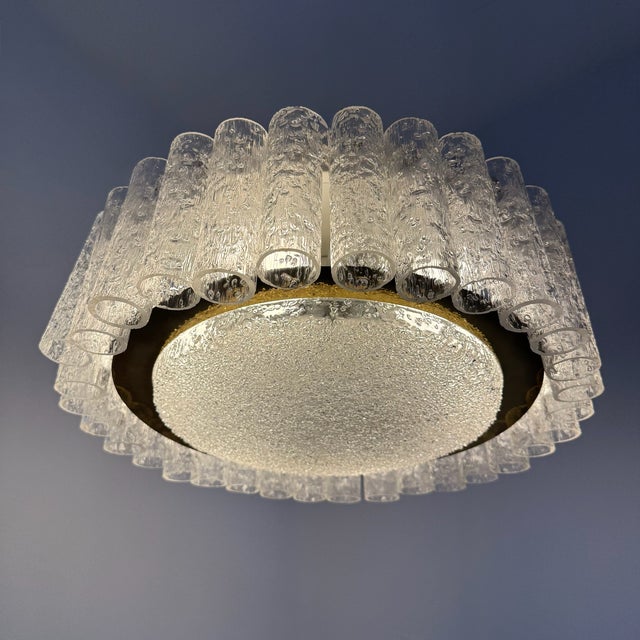 Mid-Century Modern Mid-Century Space Age Ice Glass Ceiling Lamp and Wall Lamps from Doria Leuchten, Germany, 1960s, Set of 3 For Sale - Image 3 of 18