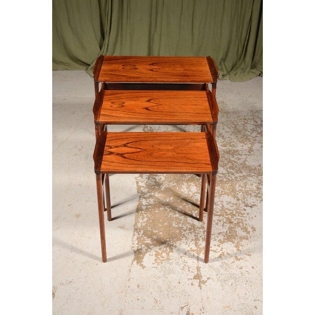 Brown Mid-Century Rosewood Nesting Tables by Domus Danica for Heltborg Møbler, 1960s For Sale - Image 8 of 11