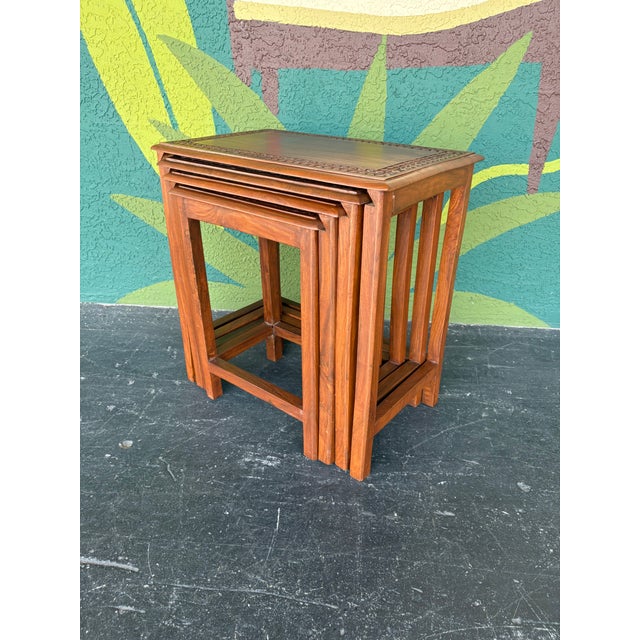 Carved Nesting Tables For Sale - Image 4 of 10