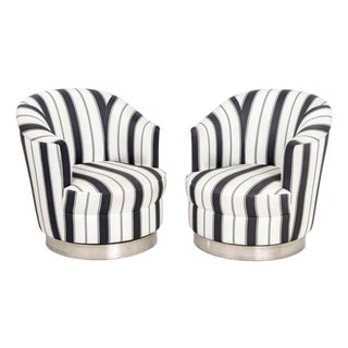 Contemporary Silk Blend Swivel Tub Chairs, 2 For Sale