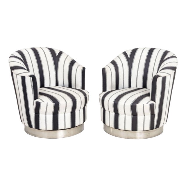 Contemporary Silk Blend Swivel Tub Chairs, 2 For Sale