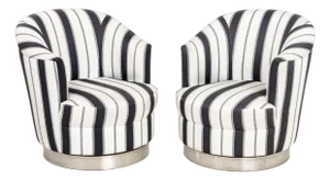 Contemporary Silk Blend Swivel Tub Chairs, 2