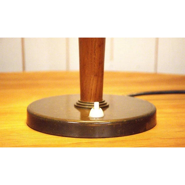 Large Swedish Brass and Oak Table Lamp by Boréns, 1940s For Sale - Image 10 of 13