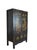 The two panel doors of this black Chinese Chinoiserie cabinet are adorn with hand painted flowers and flying butterfly and...