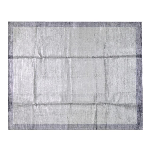 Modern Silk Soft Texture Bamboo Hand Knotted Rug,8'x10'2" For Sale