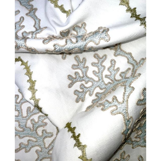 Embroidered textured pillow cover. Marine coral, colors include, blue, green, beige and off white. Elegant luxurious...