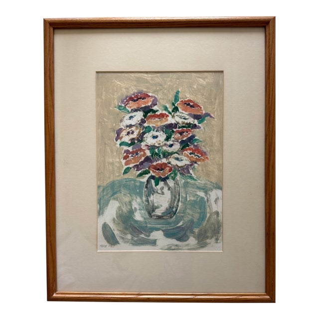 Vintage Framed Floral Still Life Painting For Sale