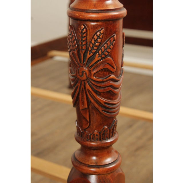 Lexington Queen Size Carved Mahogany Poster Bed For Sale - Image 13 of 18
