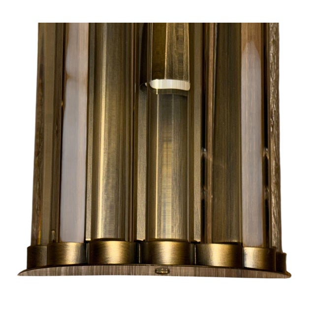 1970s Italian Mid-Century Modern Brass and Glass Rods Wall Sconce For Sale - Image 4 of 8