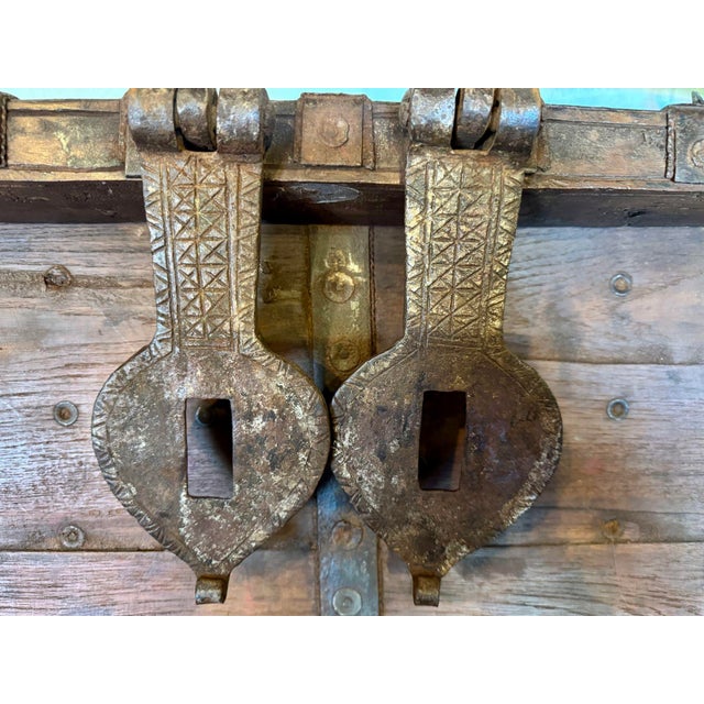 Rustic 19th Century Damchiya Dowery Trunk With Wooden Wheels. Impressive Size! For Sale - Image 12 of 12