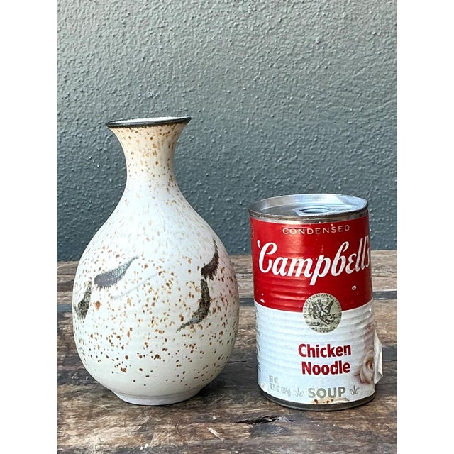 Vintage Studio Pottery Speckled Vase For Sale - Image 4 of 12