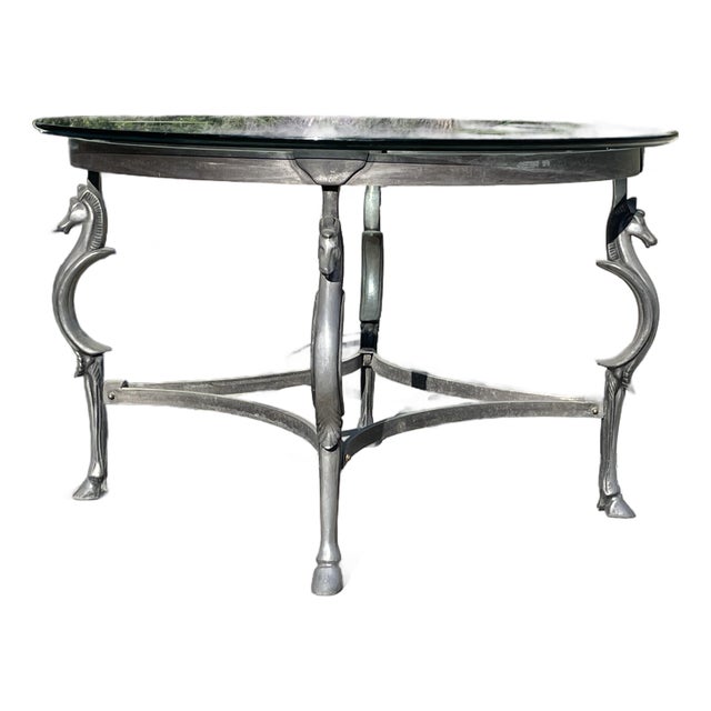Jansen Style Cast Steel Horse Center Table For Sale