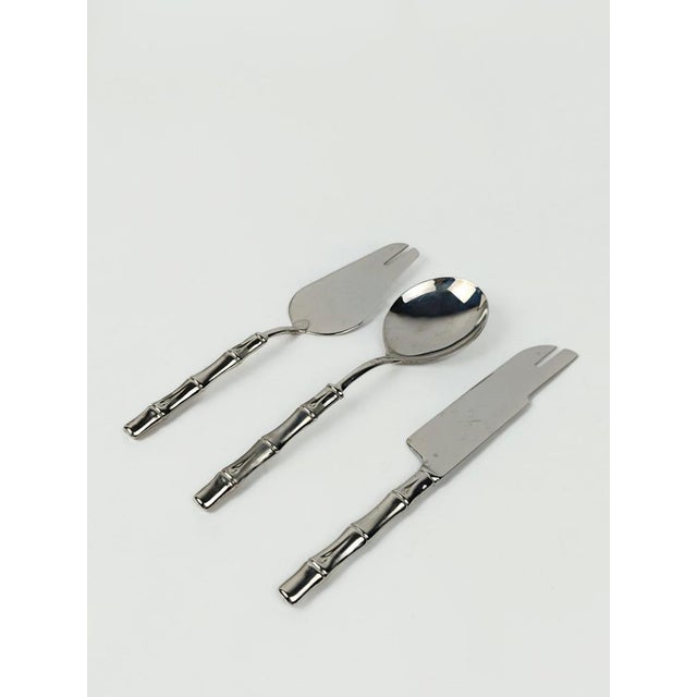 Vintage Dessert Cutlery in Silver-Plated Faux Bamboo, Italy, 1960s, Set of 51 For Sale - Image 11 of 18