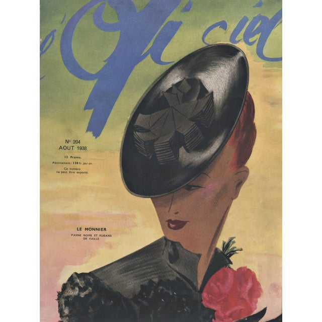 1938 Original French Fashion Magazine Cover Print, Matted For Sale - Image 4 of 4