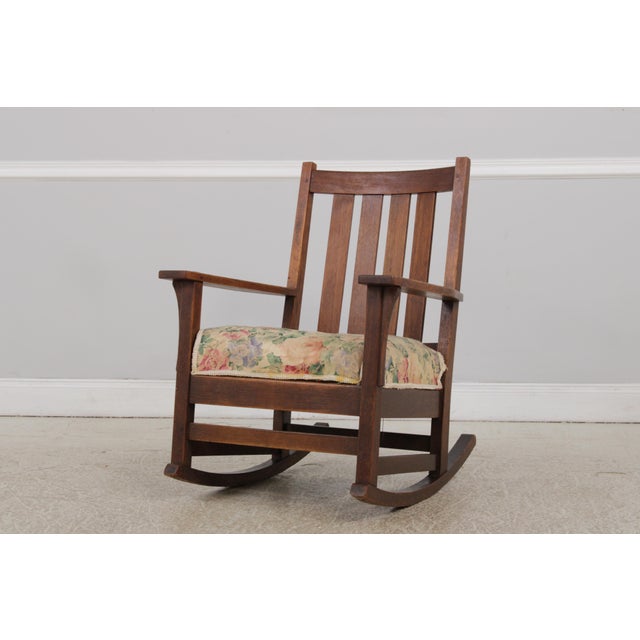 Age: C.1900-1910 Details: High Quality Construction Oak Arts & Crafts Slat Back Antique Period Arts & Crafts Rocker...
