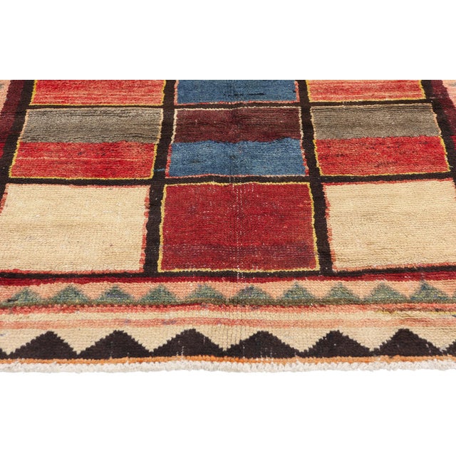 Vintage Persian Lori Checkerboard Rug - 04'01 X 04'10 For Sale - Image 4 of 9