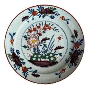 Antique 18th Century Hand Painted French Delft Faience Plate