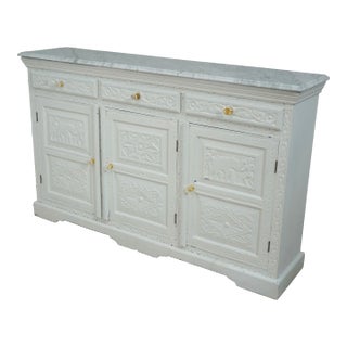 Safari Carved Marble Top Credenza For Sale