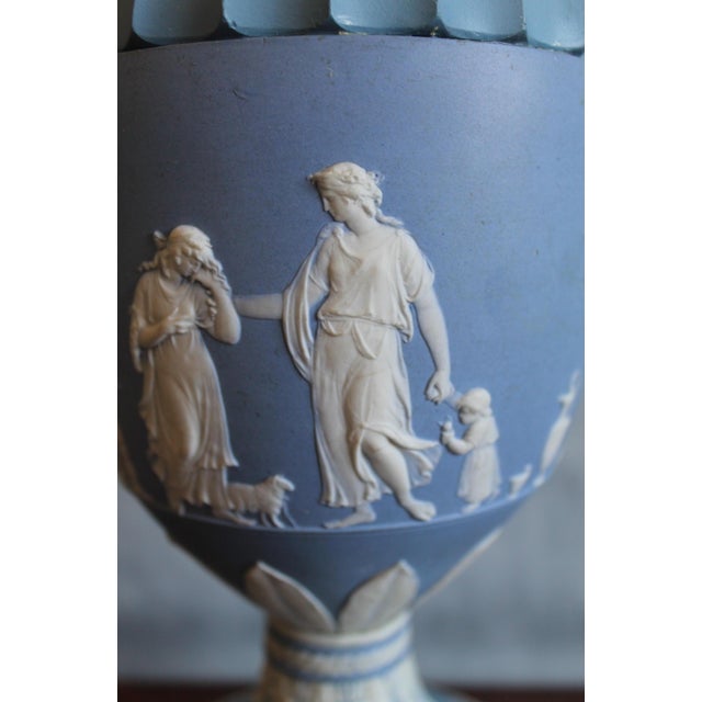 Victorian Oil Lamp attributed to Wedgwood in Jasper Ware Pattern, 1890s For Sale - Image 4 of 12