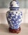 Chinoiserie Large Blue & White Chinoiserie Botanical Temple Jar on Lacquered Base – Bombay Company, Circa 1990s For Sale - Image 3 of 10